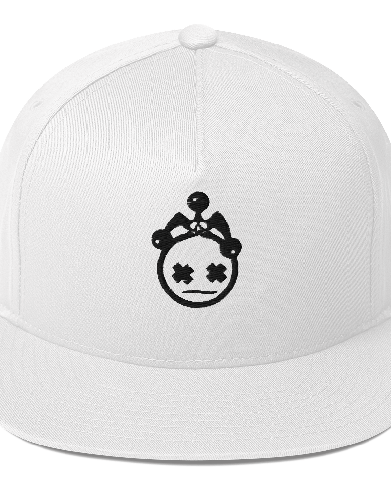 White and Black Embroidered Snapback
