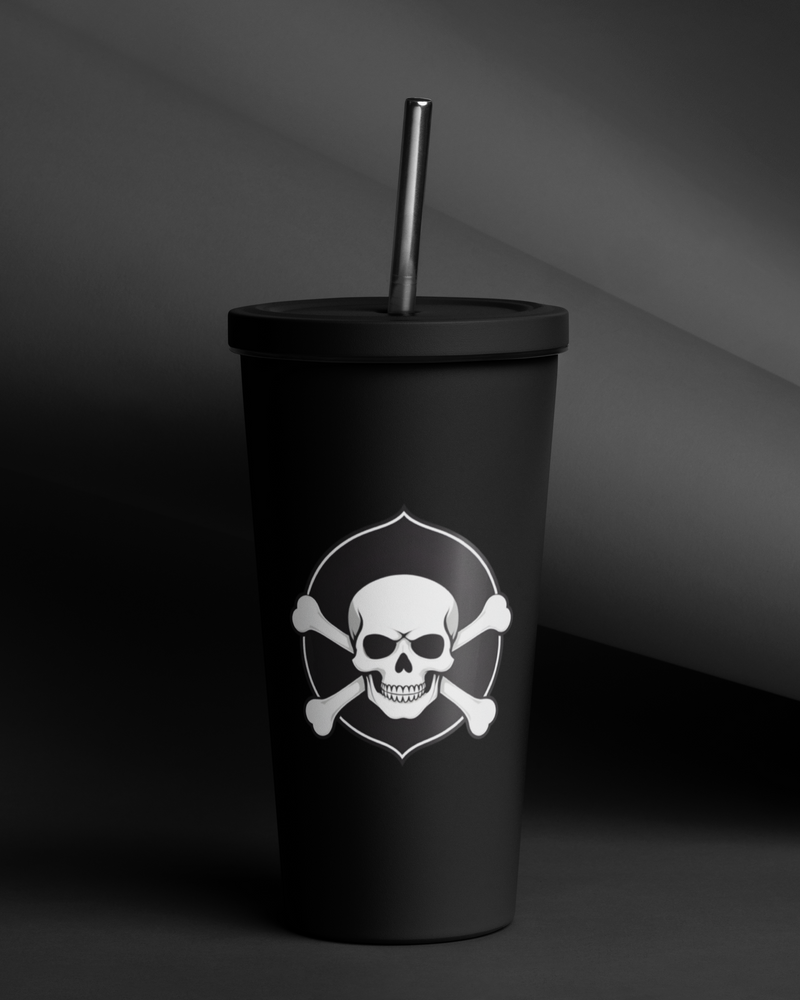 Skull & Bones/Hardcore Logo Tumbler With Straw