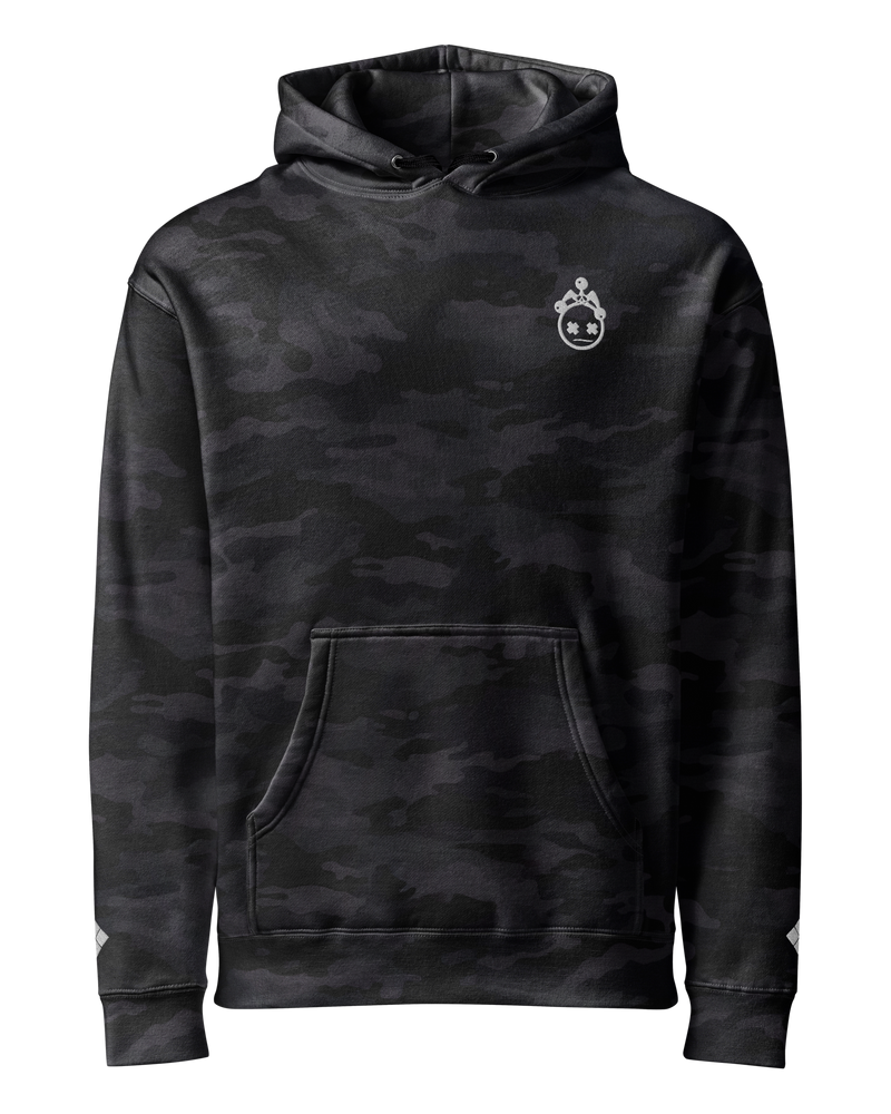 Embroidered Black Camo Heavyweight Hoodie