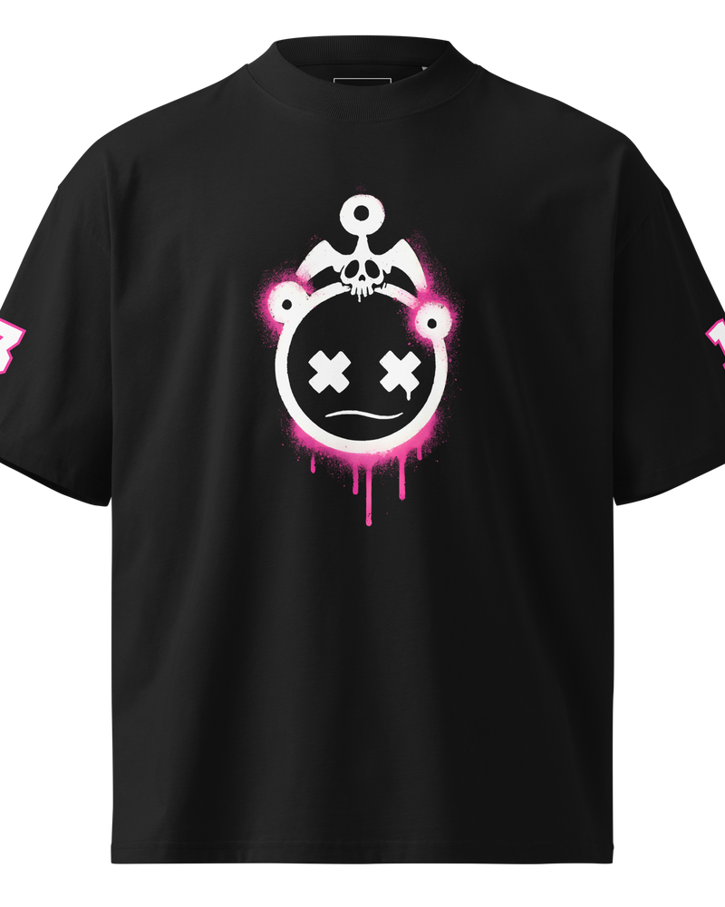 Pink Graffiti Oversized High Neck T-shirt