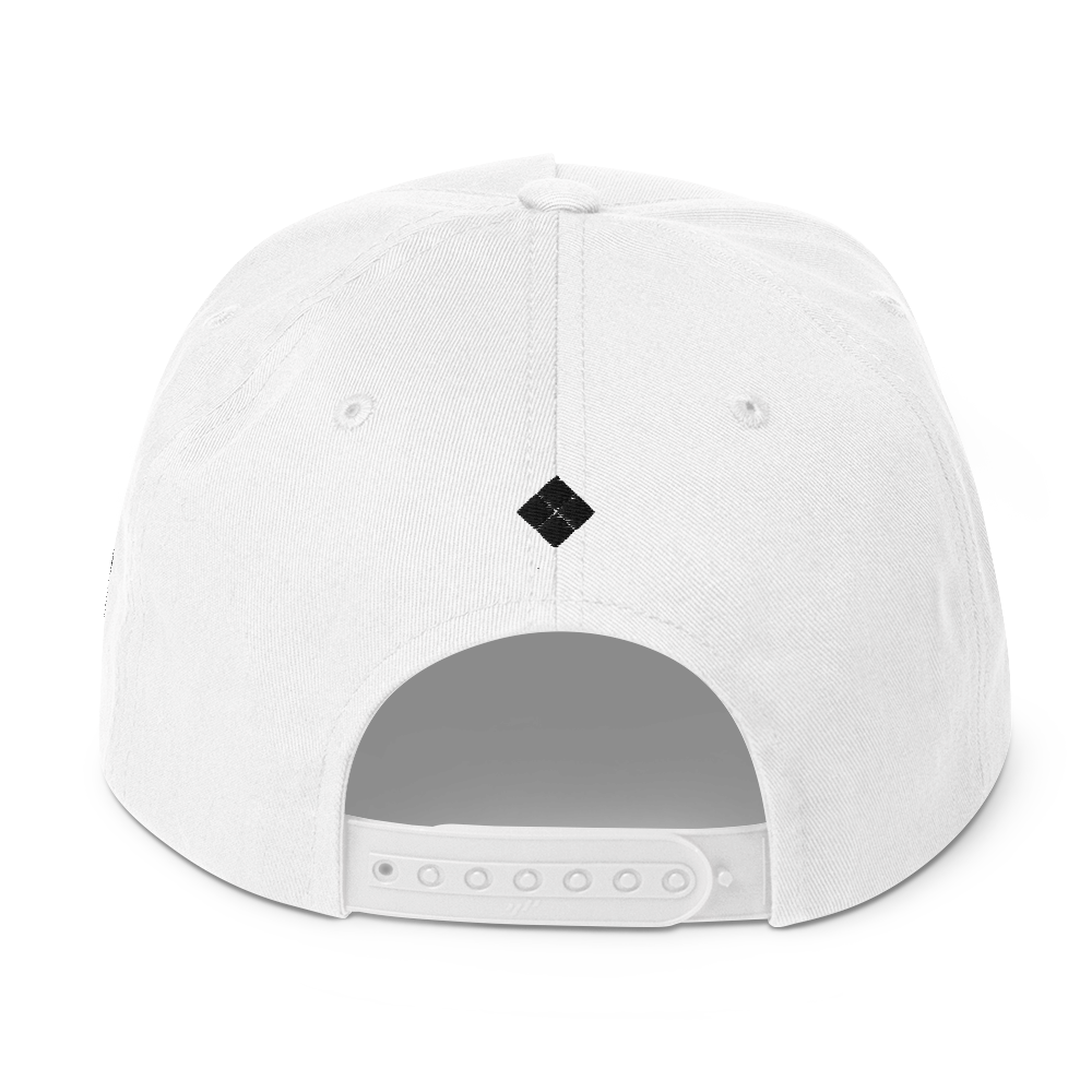 White and Black Embroidered Snapback