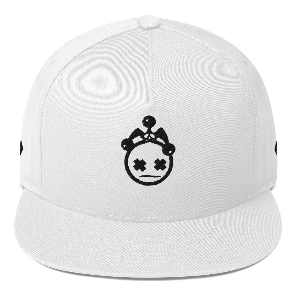 White and Black Embroidered Snapback