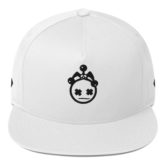 White and Black Embroidered Snapback