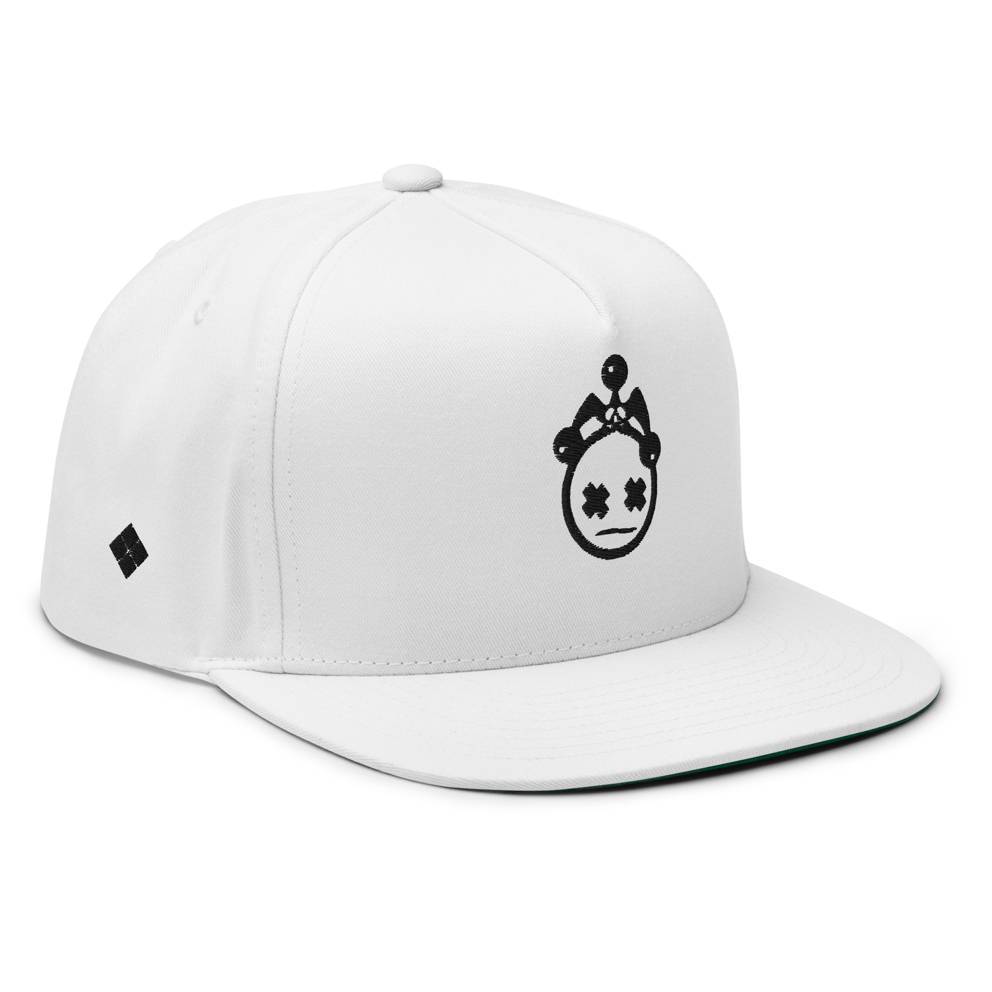 White and Black Embroidered Snapback