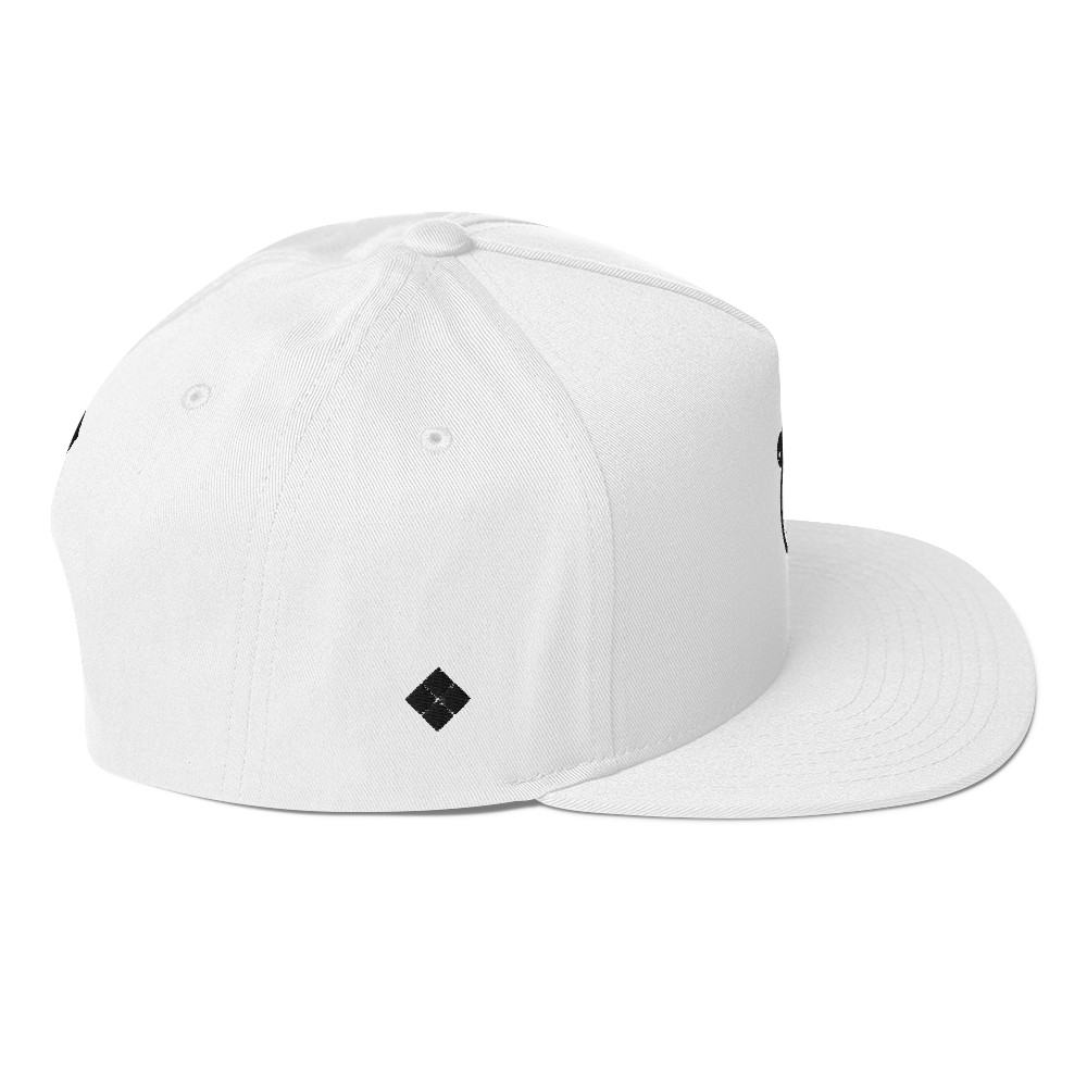 White and Black Embroidered Snapback