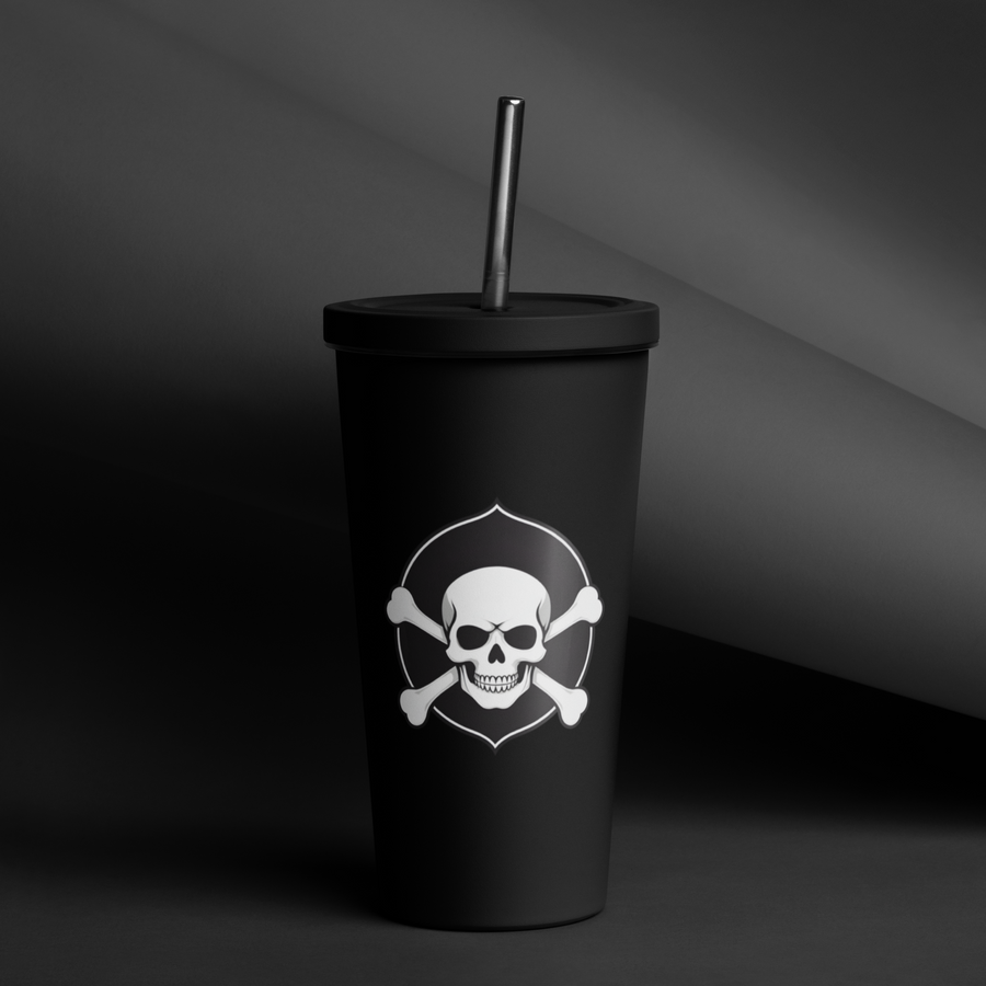Skull & Bones/Hardcore Logo Tumbler With Straw