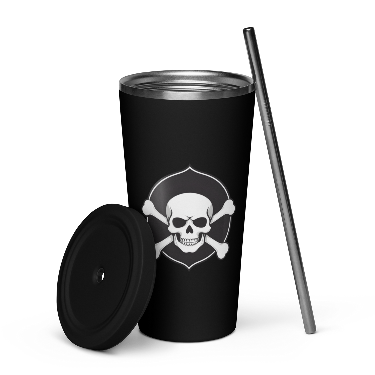 Skull & Bones/Hardcore Logo Tumbler With Straw