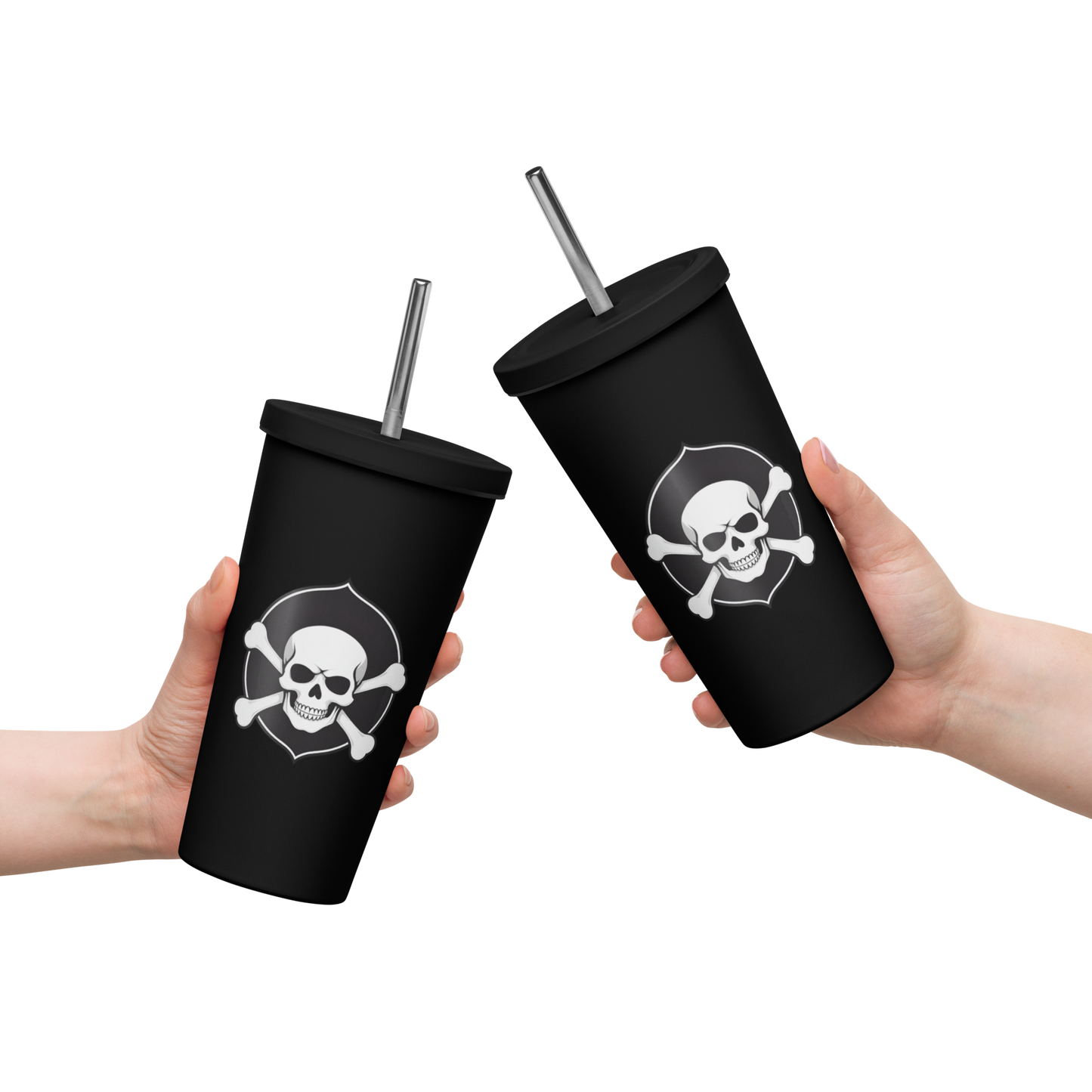 Skull & Bones/Hardcore Logo Tumbler With Straw