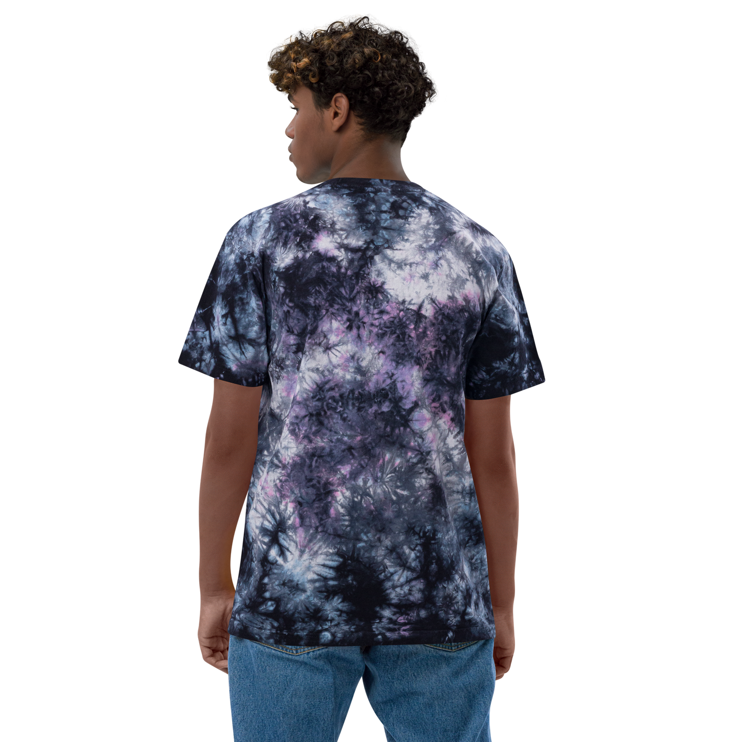 Embroidered Jester Head Oversized Tie-Dye T-shirt