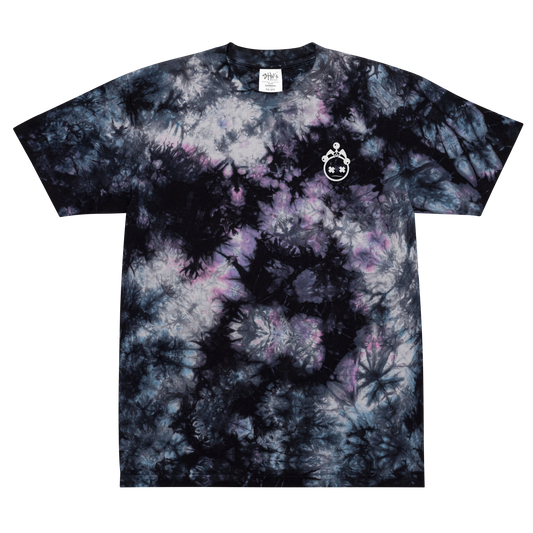 Embroidered Jester Head Oversized Tie-Dye T-shirt