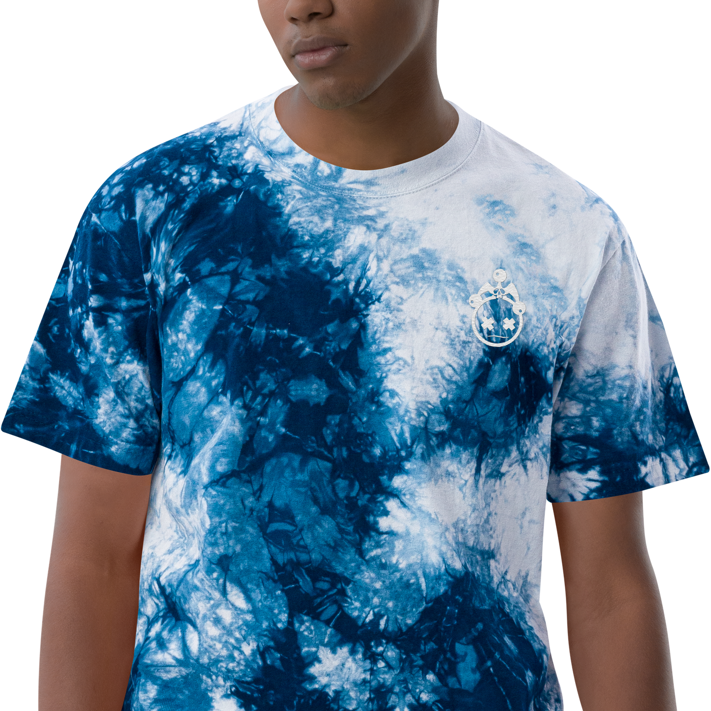 Embroidered Jester Head Oversized Tie-Dye T-shirt