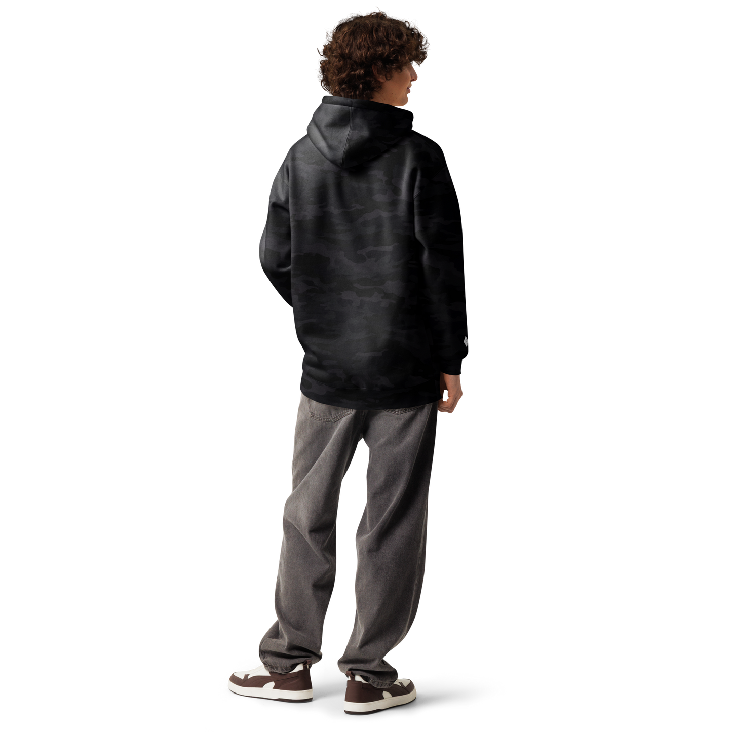 Embroidered Black Camo Heavyweight Hoodie