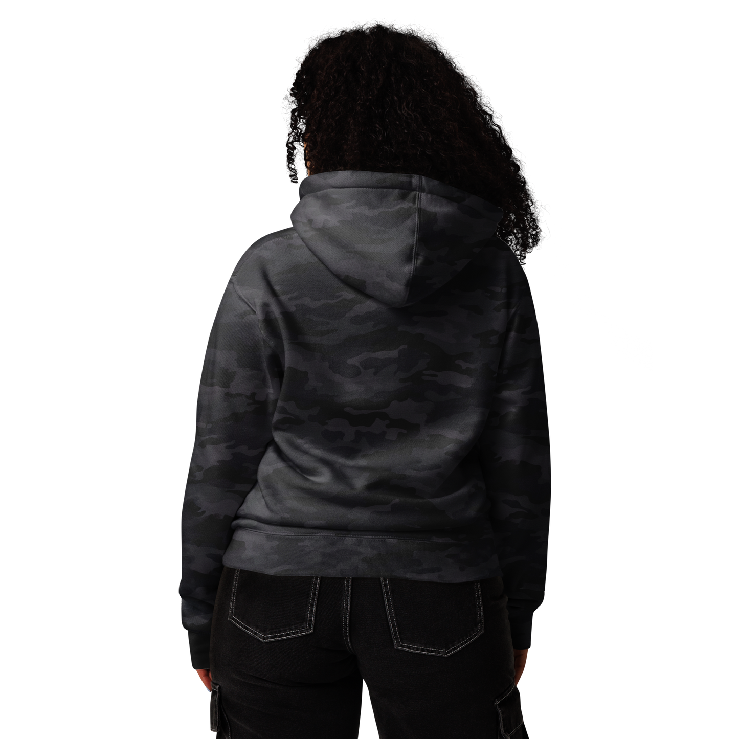 Embroidered Black Camo Heavyweight Hoodie