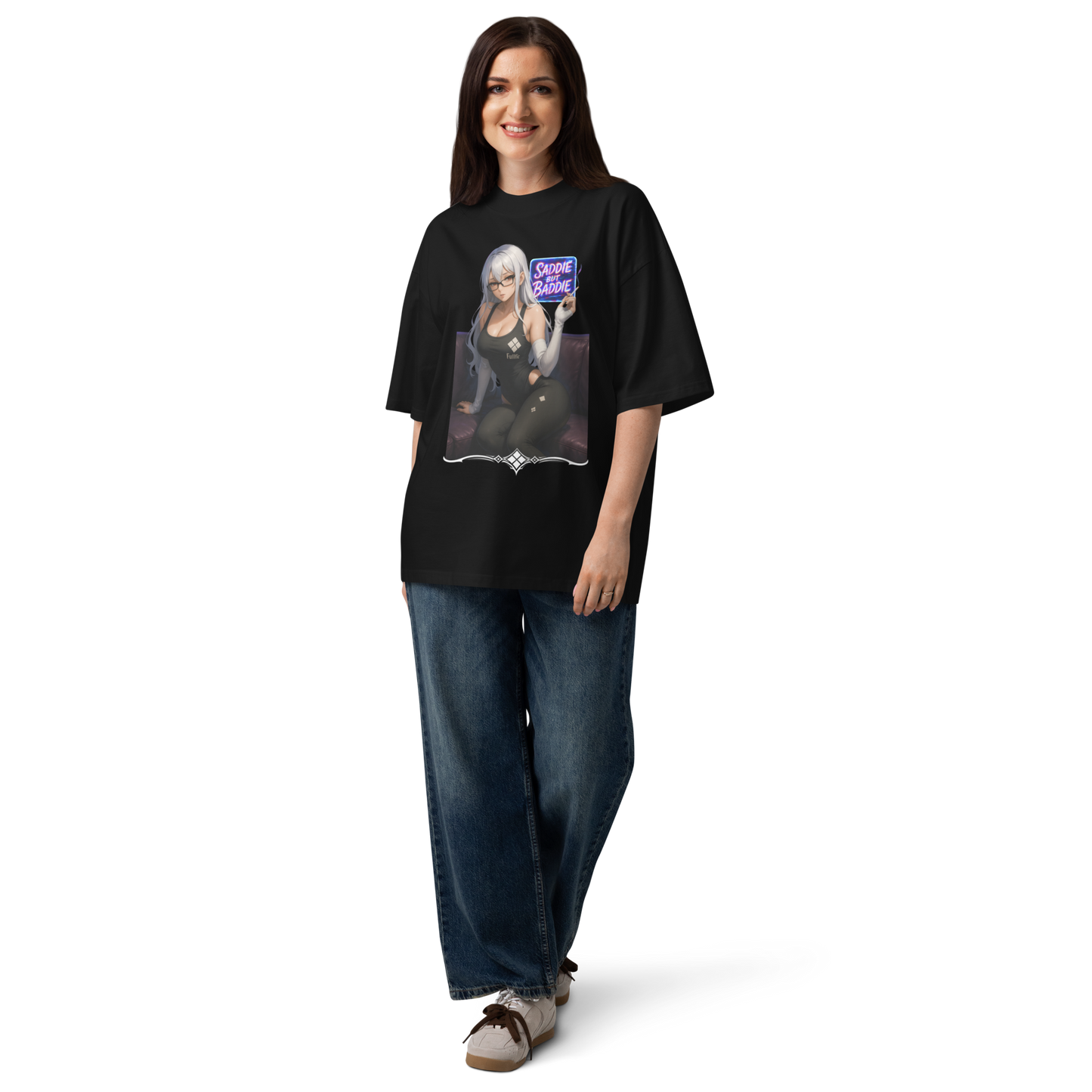 "Saddie But Baddie" Oversized High Neck T-shirt