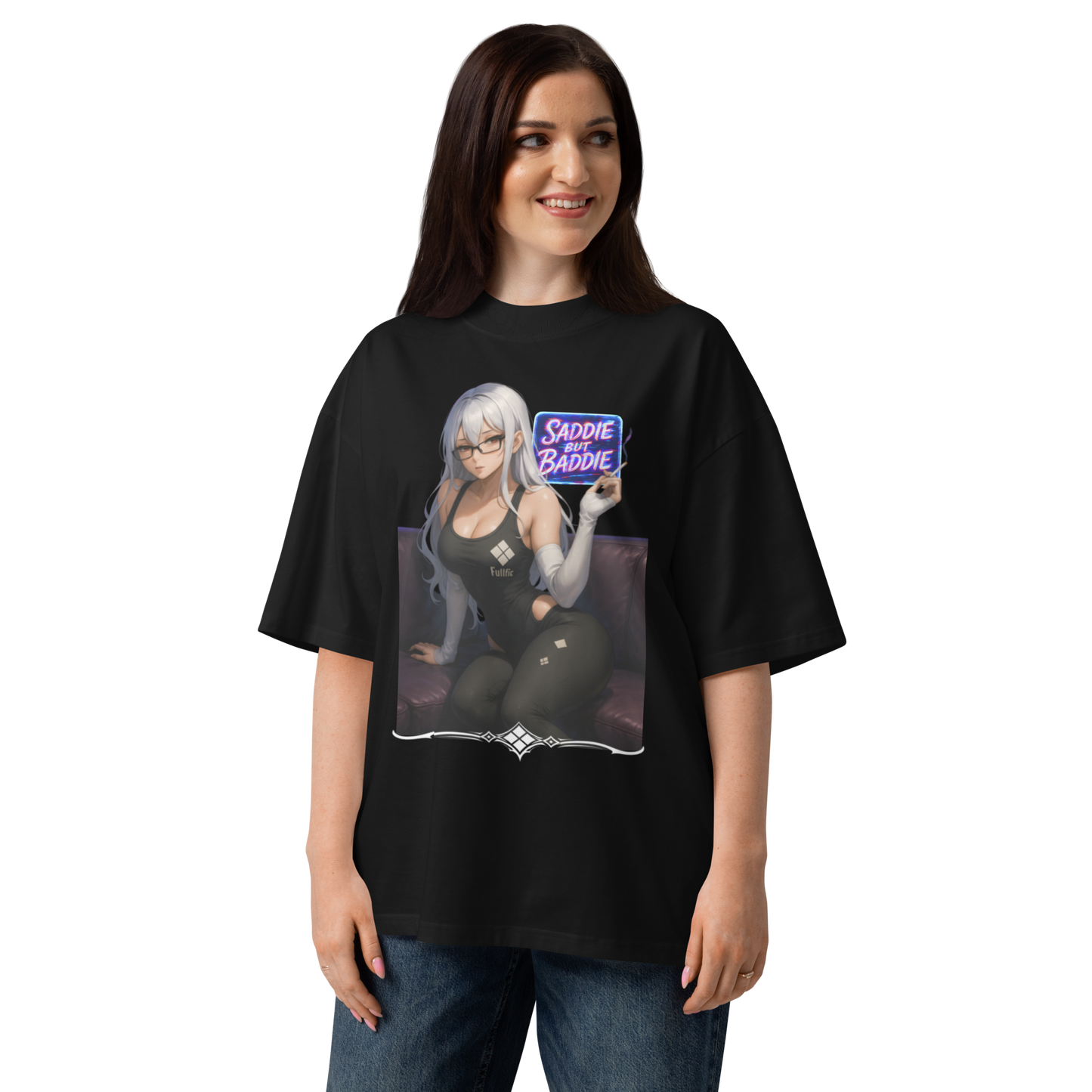 "Saddie But Baddie" Oversized High Neck T-shirt