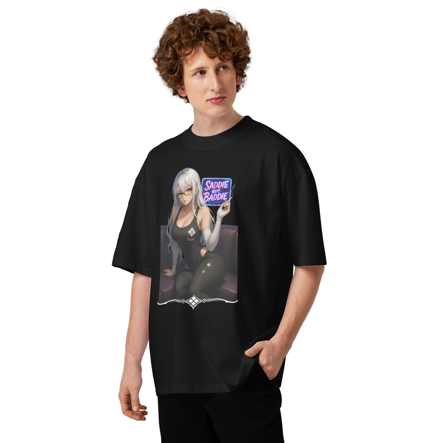 "Saddie But Baddie" Oversized High Neck T-shirt