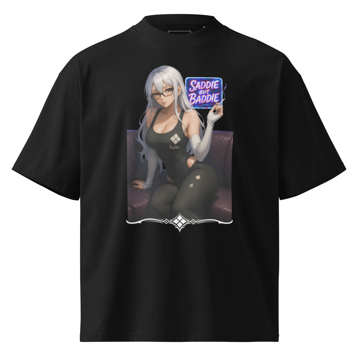 "Saddie But Baddie" Oversized High Neck T-shirt