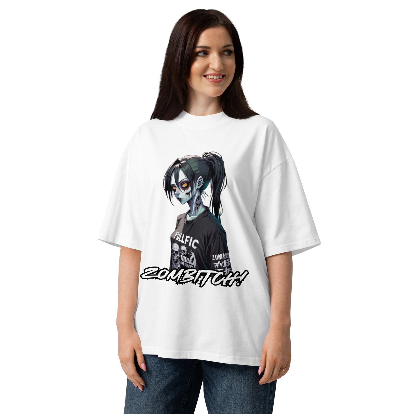 "Zombitch" Oversized High Neck T-shirt