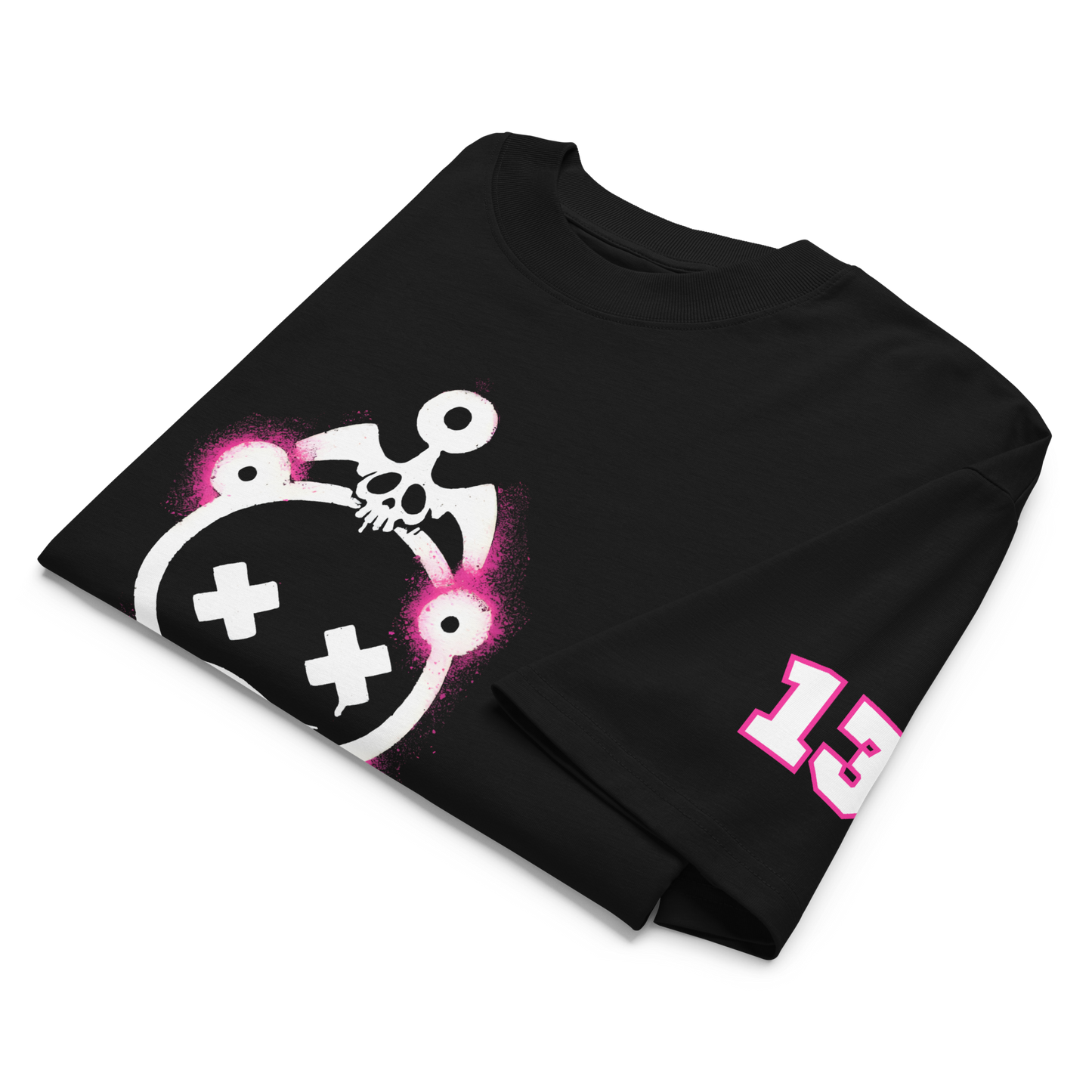 Pink Graffiti Oversized High Neck T-shirt