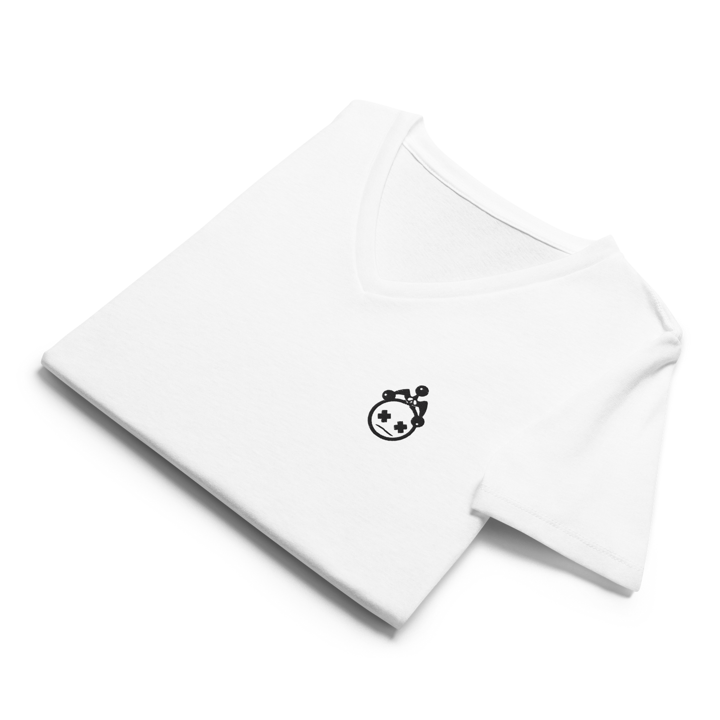 (White) Embroidered Ladies V-neck T-shirt